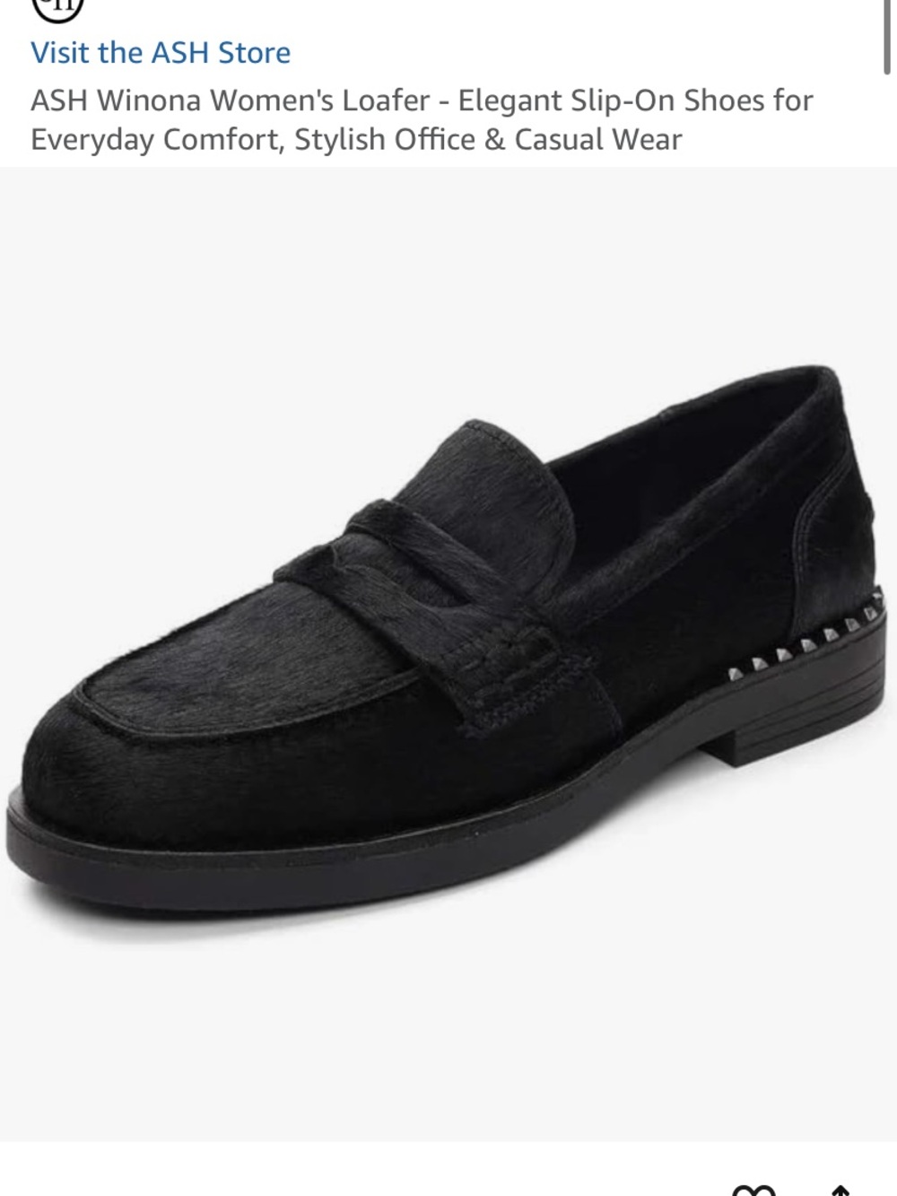 ASH Winona Loafers Black Pony Hair EU 41 US 10.5